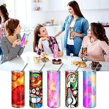 SUB-R 5 Pack Sublimation Tumblers 20 oz Skinny Straight Bulk Stainless Steel Double Wall Insulated Sublimation Tumbler Cups Blank Polymer Coating for Heat Transfer