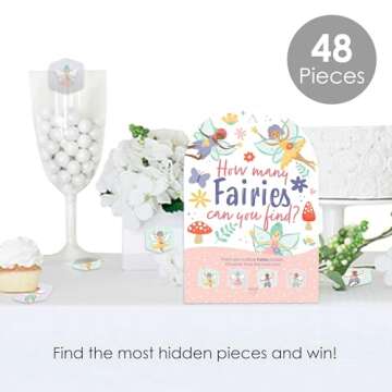 Big Dot of Happiness Let’s Be Fairies - Fairy Garden Birthday Party Scavenger Hunt - 1 Stand and 4...