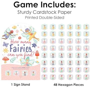 Big Dot of Happiness Let’s Be Fairies - Fairy Garden Birthday Party Scavenger Hunt - 1 Stand and 48 Game Pieces - Hide and Find Game