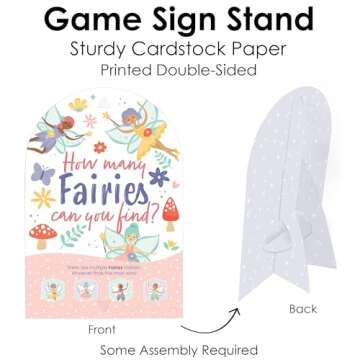 Big Dot of Happiness Let’s Be Fairies - Fairy Garden Birthday Party Scavenger Hunt - 1 Stand and 48 Game Pieces - Hide and Find Game