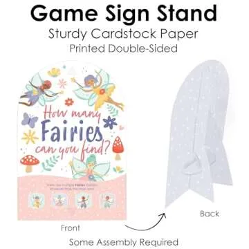 Big Dot of Happiness Let’s Be Fairies - Fairy Garden Birthday Party Scavenger Hunt - 1 Stand and 48 Game Pieces - Hide and Find Game