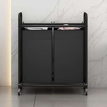SUOERNUO 2-Bag Laundry Cart with Locking Wheels