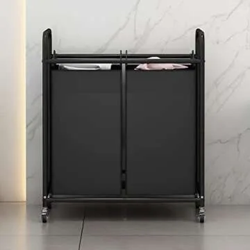 SUOERNUO 2-Bag Laundry Cart with Locking Wheels
