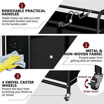SUOERNUO 2-Bag Laundry Cart with Locking Wheels