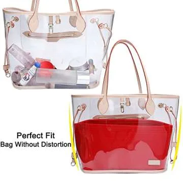 Doxo Purse Organizer Insert Handbag & Tote Felt Bag Fits L Neverfull GM & Base Shaper 2pc Set (X-Large, Red-Combination)