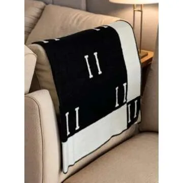 Generic 55""x67"" Black with White Letter Blanket Soft Wool Scarf Shawl Portable Warm Plaid Sofa Bed Fleece Blanket Spring Autumn Women Throw Blankets Air Conditioning Blanket