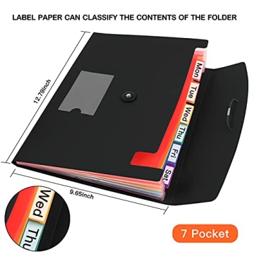 4-Pack 7-Pockets Expanding File Folders for Office and School