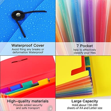4-Pack 7-Pockets Expanding File Folders for Office and School