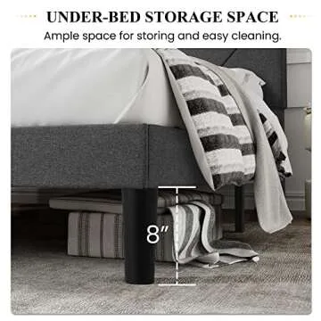 SHA CERLIN Queen Size Upholstered Bed Frame with Geometric Headboard, Heavy-Duty Platform Bed Frame with Wood Slats Support, Mattress Foundation, No Box Spring Needed, Easy Assembly, Dark Grey