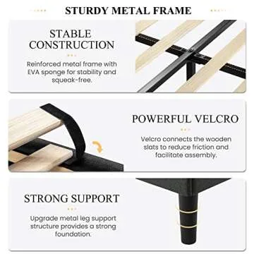 SHA CERLIN Queen Size Upholstered Bed Frame with Geometric Headboard, Heavy-Duty Platform Bed Frame with Wood Slats Support, Mattress Foundation, No Box Spring Needed, Easy Assembly, Dark Grey