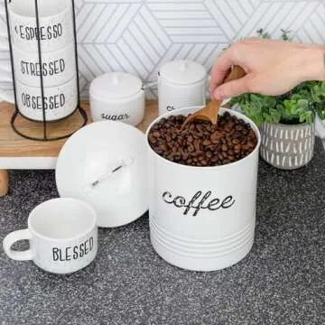 AuldHome Enamelware Coffee Canister for Stylish Kitchens