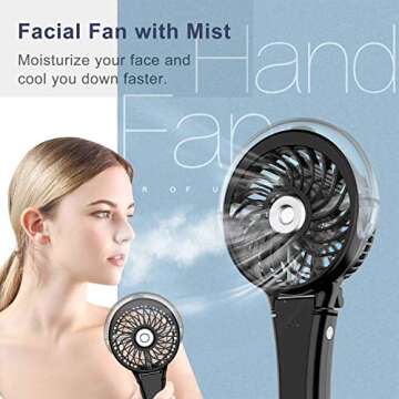 HandFan Handheld Misting Fan, Portable Mister Fan, USB Rechargeable Personal Mist Fan, Battery Opera...