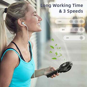 HandFan Handheld Misting Fan, Portable Mister Fan, USB Rechargeable Personal Mist Fan, Battery Operated Spray Water Fan, Foldable Electric Mini Hand Fan for Travel Beach Outdoors(Black)