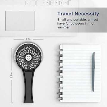 HandFan Handheld Misting Fan, Portable Mister Fan, USB Rechargeable Personal Mist Fan, Battery Operated Spray Water Fan, Foldable Electric Mini Hand Fan for Travel Beach Outdoors(Black)