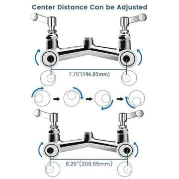 Wall Mount Faucet Heavy Duty Commercial Faucet 8 Inch Center with 8" Swing Spout 2 Handle Wall Mount...