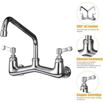 Heavy Duty Commercial Wall Mount Faucet for Kitchens