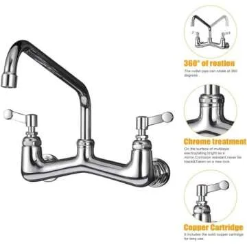 Heavy Duty Commercial Wall Mount Faucet for Kitchens