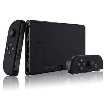 eXtremeRate DIY Replacement Shell Buttons for Nintendo Switch, Soft Touch Back Plate for Switch Console, Custom Housing Case with Full Set Buttons for Joycon Handheld Controller - Black