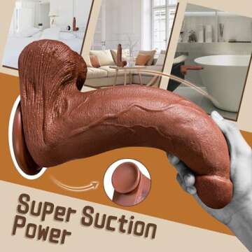 3.1'' Diameter Huge Dildo with Small Glans Black Dildo for Women, 13'' Safe PVC Material Anal Big Thick Dildo with Strong Suction Cup Adult G-spot Penis for Male Female Adult Toys & Games