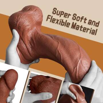 3.1'' Diameter Huge Dildo with Small Glans Black Dildo for Women, 13'' Safe PVC Material Anal Big Thick Dildo with Strong Suction Cup Adult G-spot Penis for Male Female Adult Toys & Games