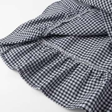 XPONNI Gingham Dress Lobster Summer Maxi Dresses for Women 2024 Shrimp Long Dress Flowy Ruffle Linen Sun Dress (Black,S,Small)