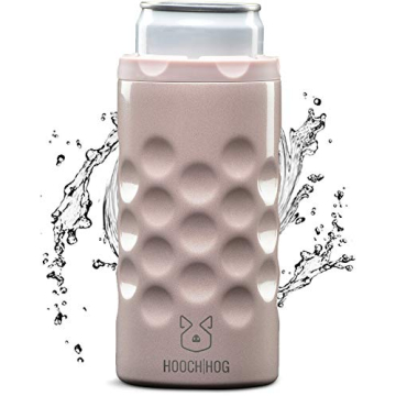 Hooch|Hog Slim Can Cooler Stainless Steel for 12 oz. Skinny Cans | 3x Insulated Beer Can Holder for ...