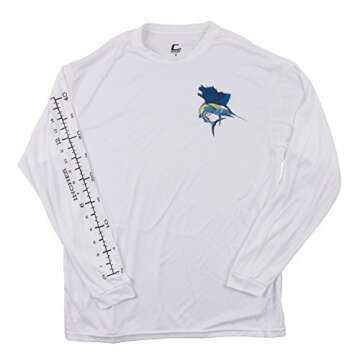 Fishing Ruler | Salt Water Fisherman, Forearm Ruler Unisex Boating T-Shirt-(Adult,XL) White