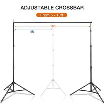 Yesker 10 X 10 ft Photo Video Studio Background Support Stand, Adjustable Heavy Duty Photography Bac...