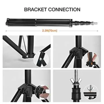 Yesker 10 X 10 ft Photo Video Studio Background Support Stand, Adjustable Heavy Duty Photography Backdrop Support System Kit for Photoshoot Party Video Creator