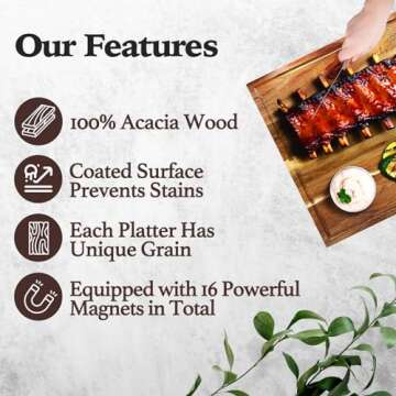 Charcuterie Board Set: 3-in-1 Magnetic Acacia Wood Cheese Board Ensemble - Unique for Mom - House Warming Gifts New Home, Wedding Gifts for Couple, Bridal Shower Gift (Board)
