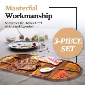 Charcuterie Board Set: 3-in-1 Magnetic Acacia Wood Cheese Board Ensemble - Unique for Mom - House Warming Gifts New Home, Wedding Gifts for Couple, Bridal Shower Gift (Board)