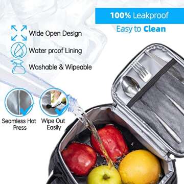 TOMULE Insulated Lunch Bag for Men Women - 3+years old (8.5L, Black)