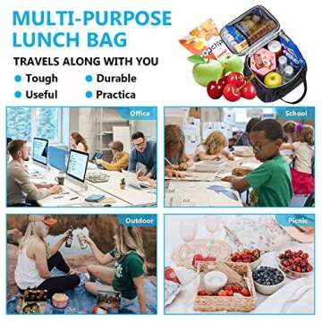 TOMULE Insulated Lunch Bag for Men Women - 3+years old (8.5L, Black)