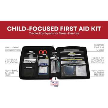 Portable First Aid Kit for Kids with CPR Shield - Ideal for Home, Car, School, Camping, and as a Travel First aid kit. Latex-Free Bandages – Children First Aid Guide by The Life Safety Pro