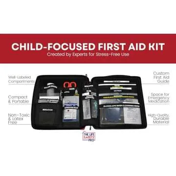 Portable First Aid Kit for Kids with CPR Shield - Ideal for Home, Car, School, Camping, and as a Travel First aid kit. Latex-Free Bandages – Children First Aid Guide by The Life Safety Pro