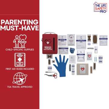 Portable First Aid Kit for Kids with CPR Shield - Ideal for Home, Car, School, Camping, and as a Travel First aid kit. Latex-Free Bandages – Children First Aid Guide by The Life Safety Pro