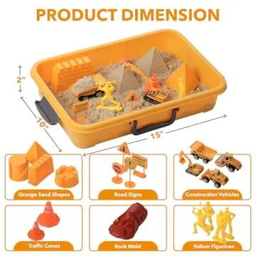 BUILD ME Construction Sandbox Toys for Kids with 2 lbs Play Sund, Bulldozer, and Figures -Tractor Sand Playset - Children Toys 3-5 Boys, Farm Sand Play Set, Indoor Sand Toy, Mini Construction Toys