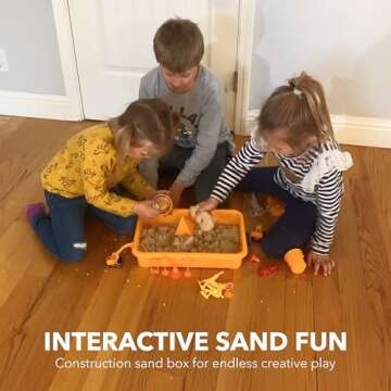 BUILD ME Construction Sandbox Toys for Kids with 2 lbs Play Sund, Bulldozer, and Figures -Tractor Sand Playset - Children Toys 3-5 Boys, Farm Sand Play Set, Indoor Sand Toy, Mini Construction Toys