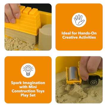 BUILD ME Construction Sandbox Toys for Kids with 2 lbs Play Sund, Bulldozer, and Figures -Tractor Sand Playset - Children Toys 3-5 Boys, Farm Sand Play Set, Indoor Sand Toy, Mini Construction Toys
