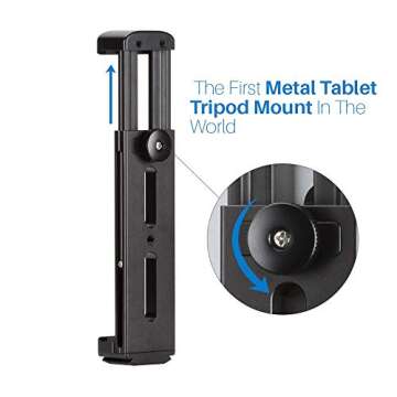 Tablet Tripod Mount Adapter Adjustable Stand Holder Aluminum with Cold Shoe Quick Release Plate Lracket for Video Recording Vlogging Universal for iPad Mini/iPad 4/iPad Pro/Surface Pro (Aluminum)