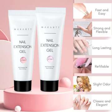Makartt Poly Nail Gel Kit: 6 Clear Pink White Colors Gel Builder for Gel Nail Extension Set, Long Lasting Hard Gel for Nails Strengther, All in one Nail Thickening Solution Salon Home French Manicure