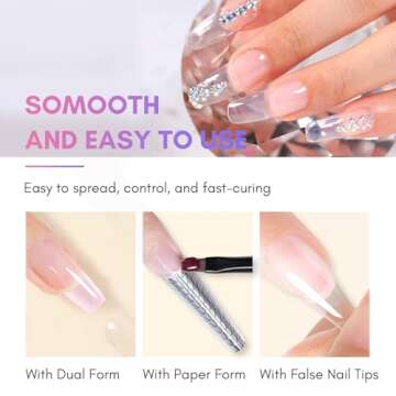 Makartt Poly Nail Gel Kit: 6 Clear Pink White Colors Gel Builder for Gel Nail Extension Set, Long Lasting Hard Gel for Nails Strengther, All in one Nail Thickening Solution Salon Home French Manicure