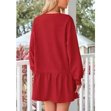 PRETTYGARDEN Womens Patchwork Sweatshirt Dress Spring Casual Long Sleeve Crewneck Pullover Cute Baby...