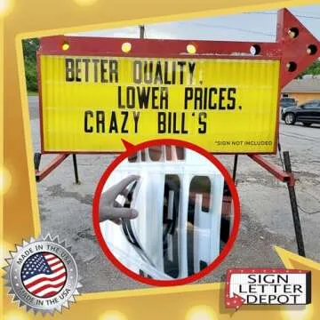 Marquee Letters for Portable Road Signs - 8 Inch Black Letters, Red Numbers on 8 7/8 Inch Flexible 030 mil Panel, Sign Letter Depot - Made in USA