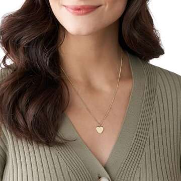 Fossil Women's Engravable Necklace, Color: Gold (Model: JF03080710)