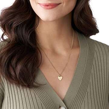 Fossil Women's Engravable Necklace, Color: Gold (Model: JF03080710)