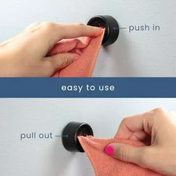 S&T INC. Round Matte Black Towel Hooks – 4 Pack