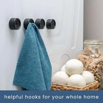 S&T INC. Round Matte Black Towel Hooks – 4 Pack