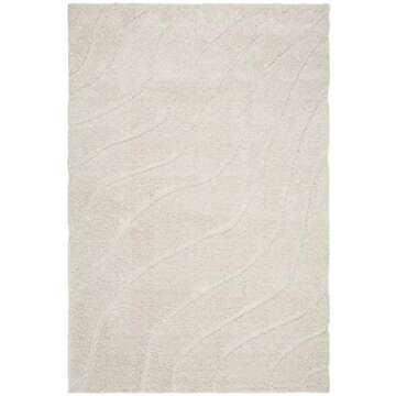 SAFAVIEH Florida Shag Collection Area Rug - 5'3" x 7'6", Creme & Creme, Non-Shedding & Easy Care, 1....