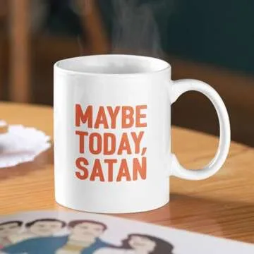 LookHUMAN Ceramic Maybe Today Satan Coffee Mug - Funny Not Today Satan Parody Novelty Coffee Mugs, Double-sided Print Coffee cups, Dishwasher Safe Funny Mug, Unique Coffee Mugs for Women & Men, 11oz